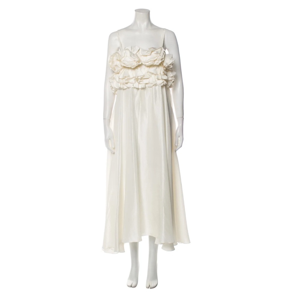 NEW AZEEZA Silk midi dress with florals SZ Women’s Small